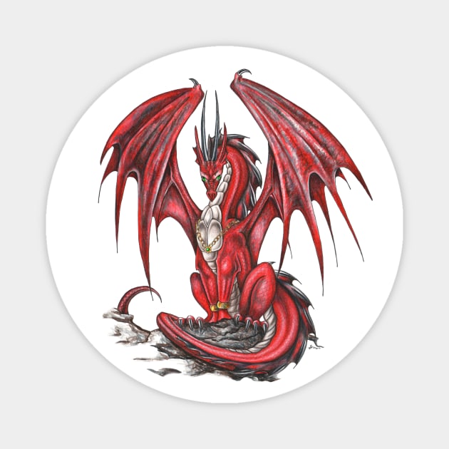 Majestic Red Dragon Magnet by Sandra Staple